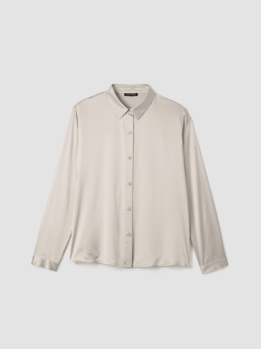 Stretch Silk CharmeuseClassic Collar Shirt - Eileen Fisher Outlet