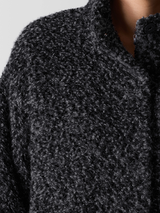 Curly Alpaca Stand Collar Coat - Eileen Fisher Outlet