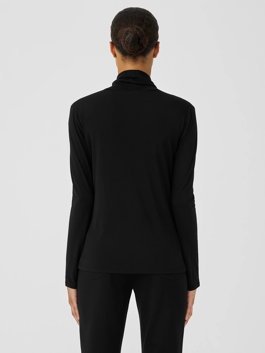 Stretch Silk Jersey Scrunch Neck Top - Eileen Fisher Outlet