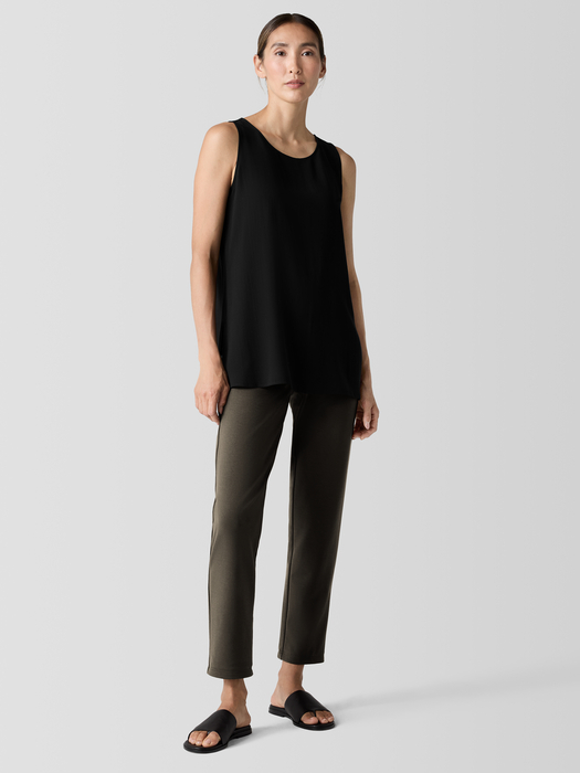 Silk Georgette CrepeBallet Neck Long Tank - Eileen Fisher Outlet