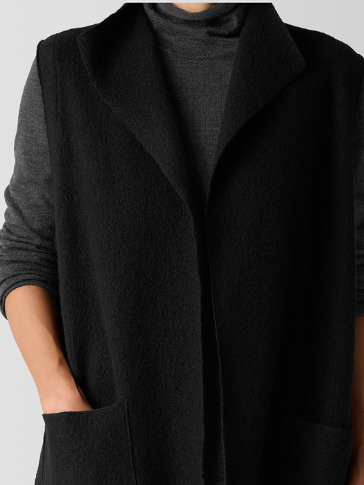 Lightweight Boiled Wool Shawl Collar Vest in Regenerative Wool - Eileen Fisher Outlet
