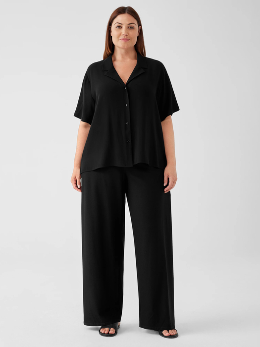 Washable Stretch Crepe High-Waisted Wide Pant - Eileen Fisher Outlet