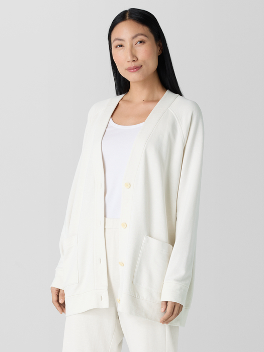 Garment-Dyed Terry Long Cardigan - Eileen Fisher Outlet