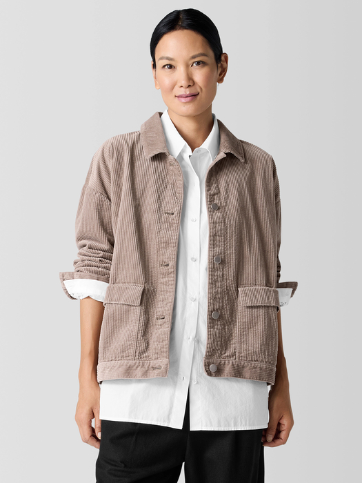 Organic Cotton Corduroy Classic Collar Jacket - Eileen Fisher Outlet