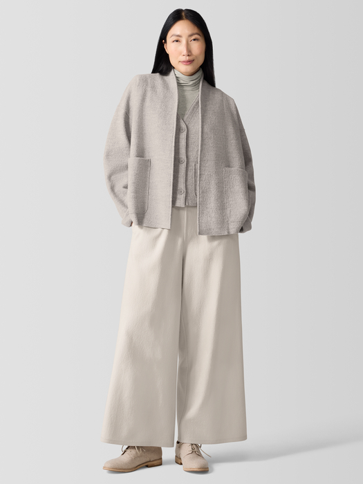 Lightweight Boiled Wool High Collar Jacket in Regenerative Wool - Eileen Fisher Outlet