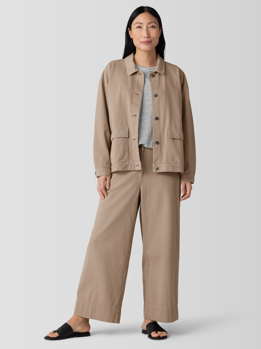Garment-Dyed Utility CottonClassic Collar Jacket - Eileen Fisher Outlet