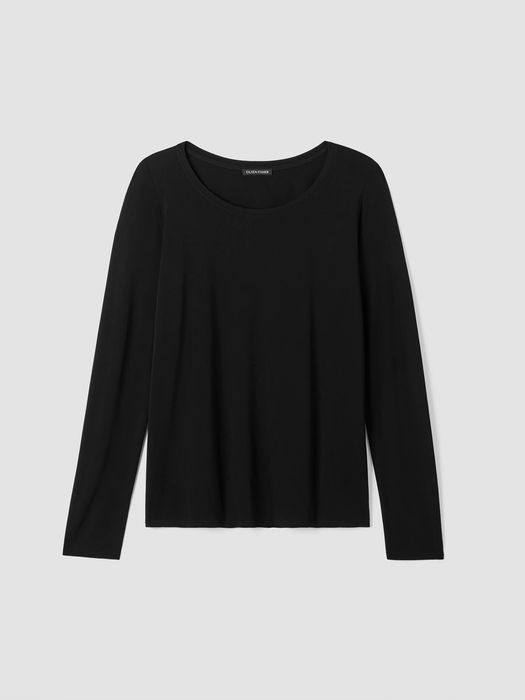 Stretch Silk Jersey Scoop Neck Top - Eileen Fisher Outlet