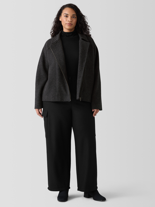 Lightweight Boiled Wool Motorcycle Jacket in Regenerative Wool - Eileen Fisher Outlet