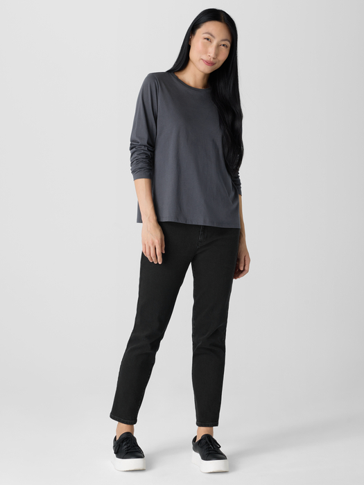 Organic Pima Cotton JerseyLong-Sleeve Tee - Eileen Fisher Outlet
