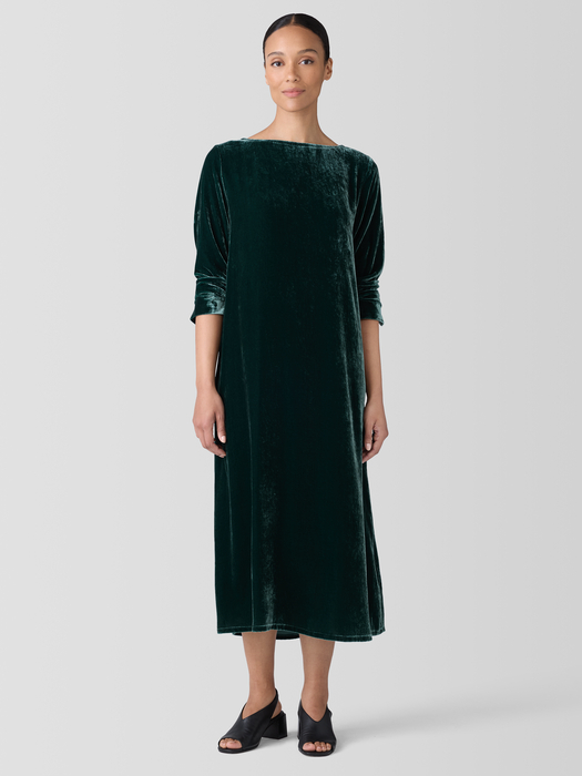 Velvet Bateau Neck Dress - Eileen Fisher Outlet