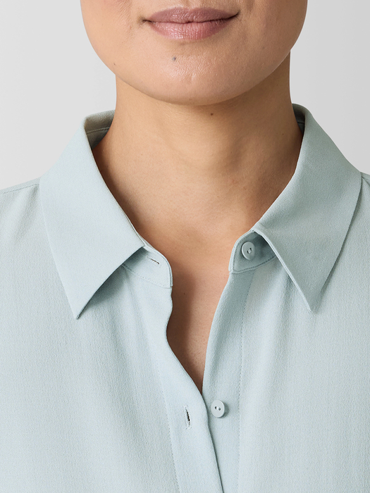 Silk Georgette Crepe Classic Collar Shirt - Eileen Fisher Outlet