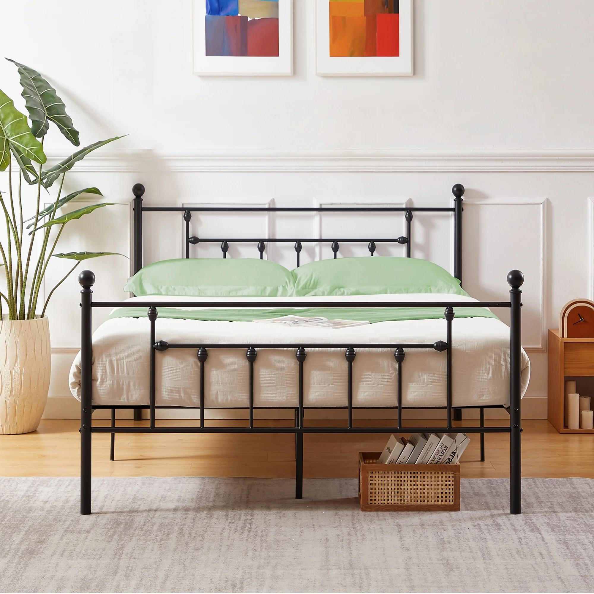 VECELO Twin Size Metal Platform Bed Frame with Victorian Vintage ...