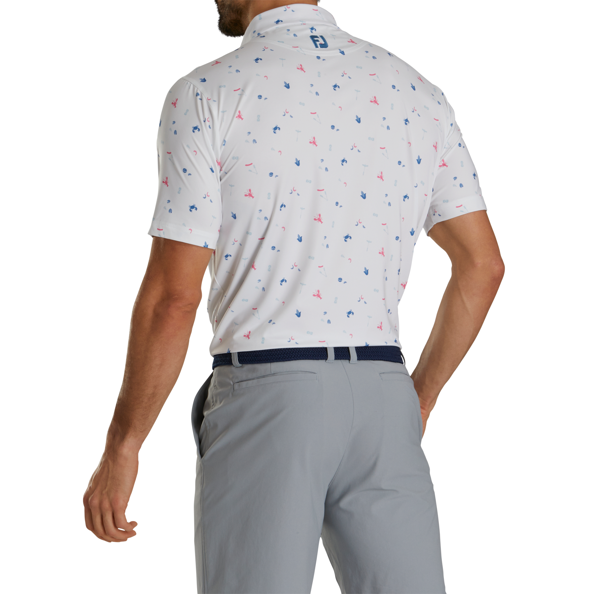 Clam Bake Print Lisle Self Collar-Previous Season Style