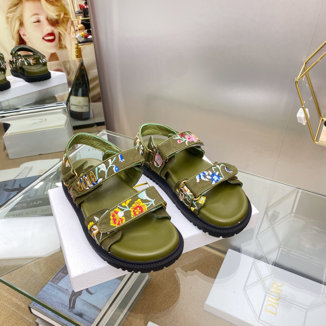 DIOR Embroidered Floral Print Sandals