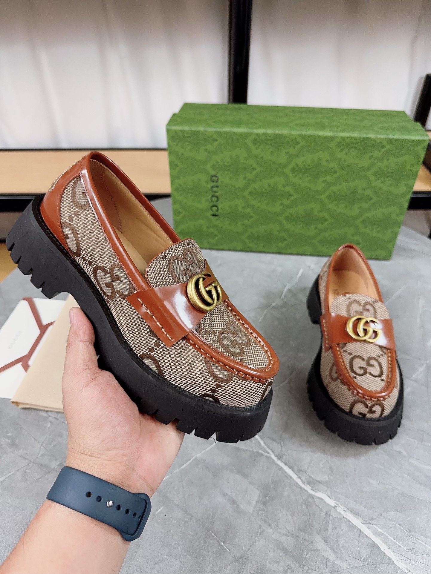Gucci Thick-Soled Loafer Platform Shoes