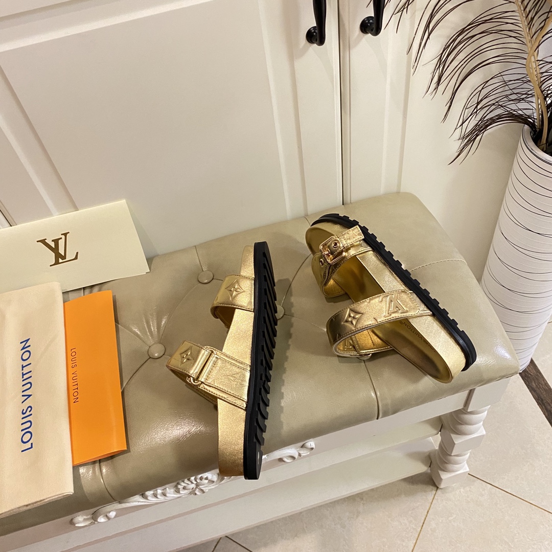 LV Fashionable Classic Versatile Leather Slippers