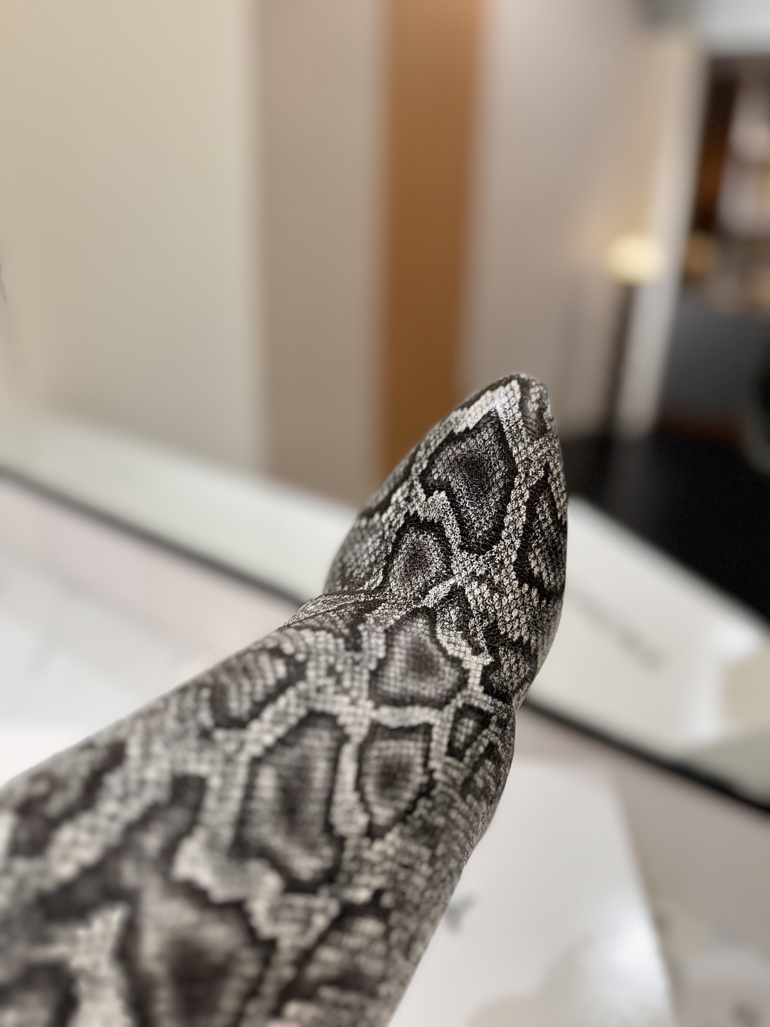 Givenchy Leather Snake Print Buckle Over-the-Knee Boots