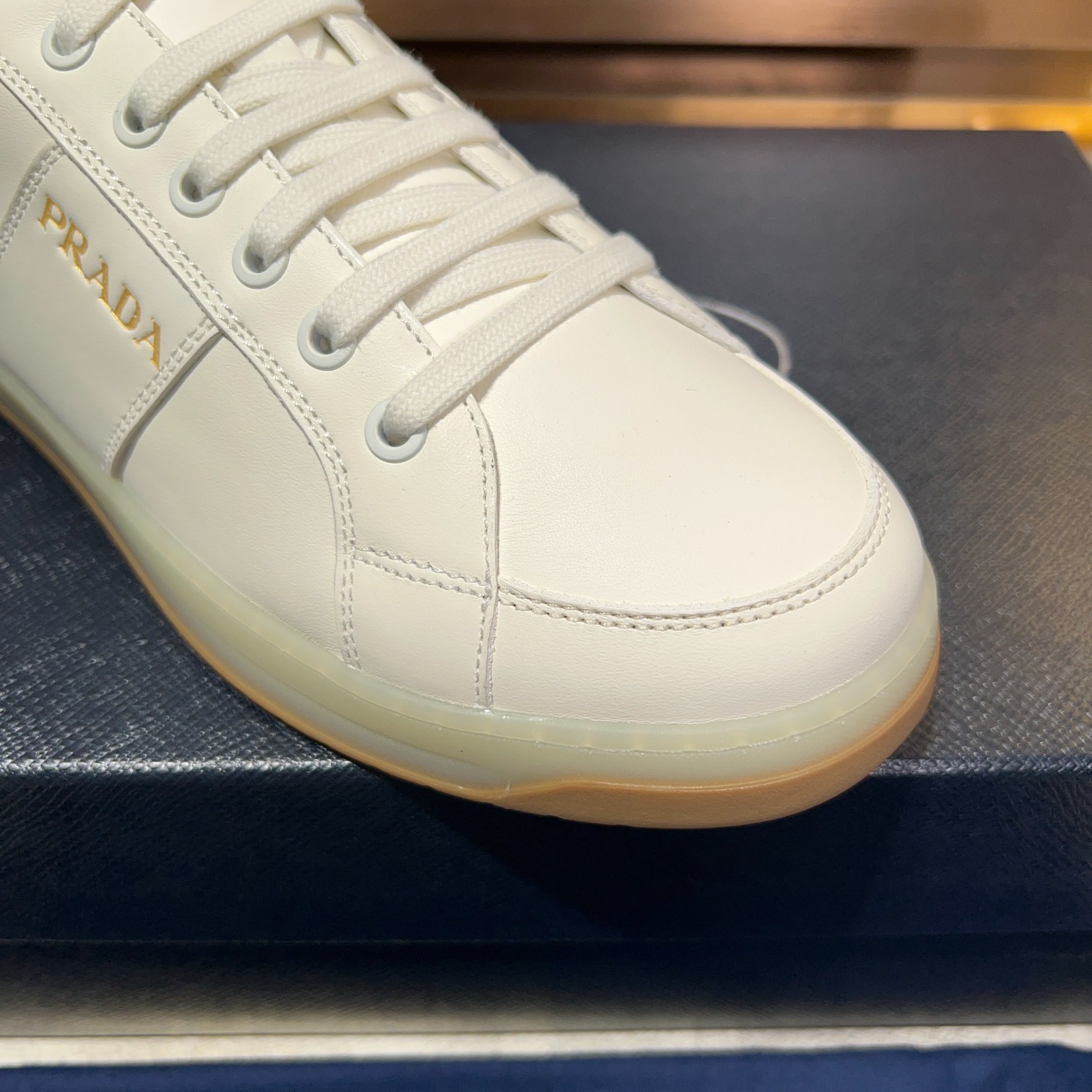 Prada White Lace-Up Sneakers