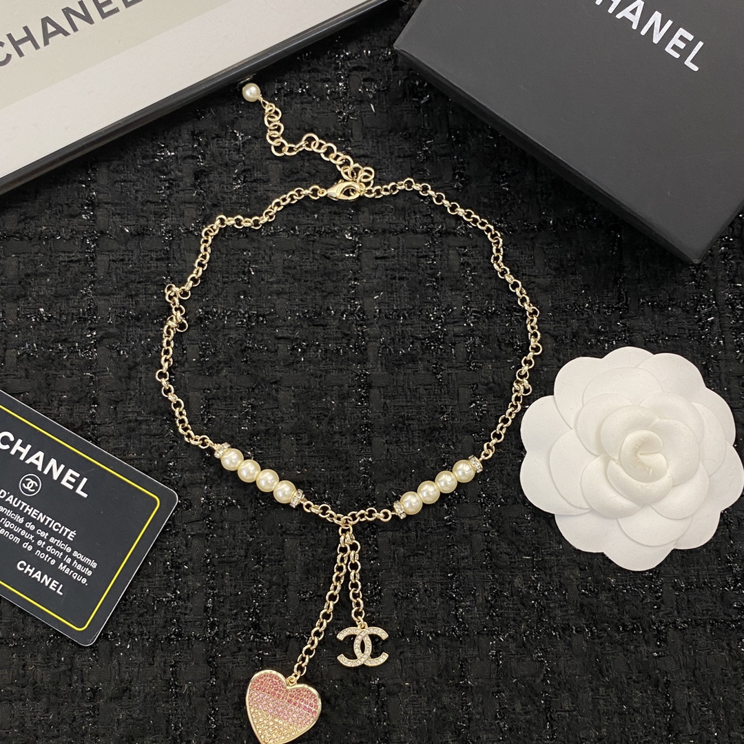Chanel Heart-Shaped Metal Necklace
