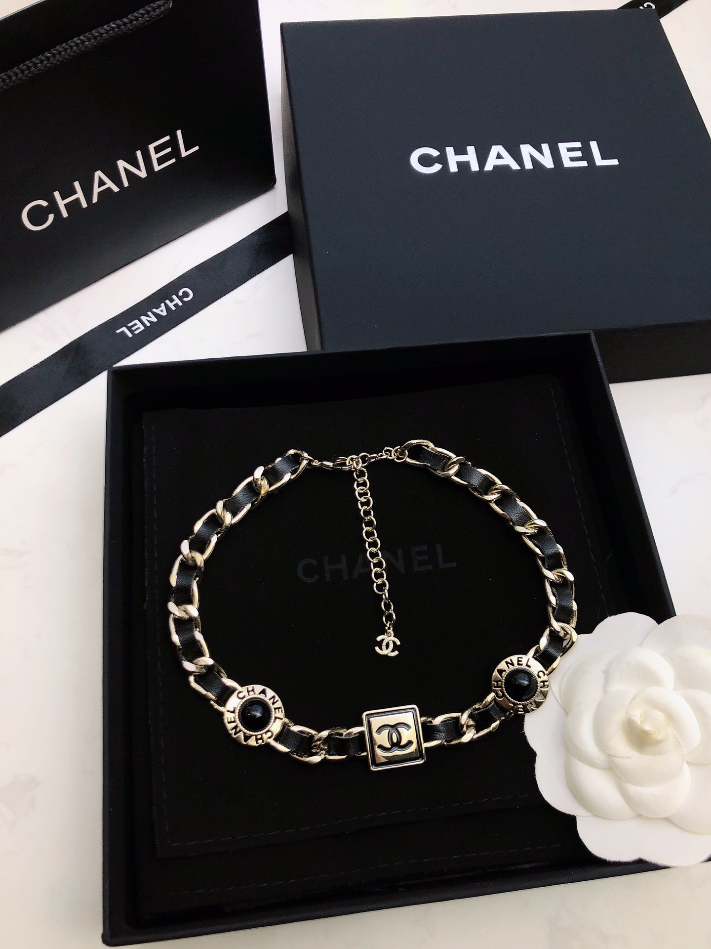 Chanel Elegant Braided Leather Necklace