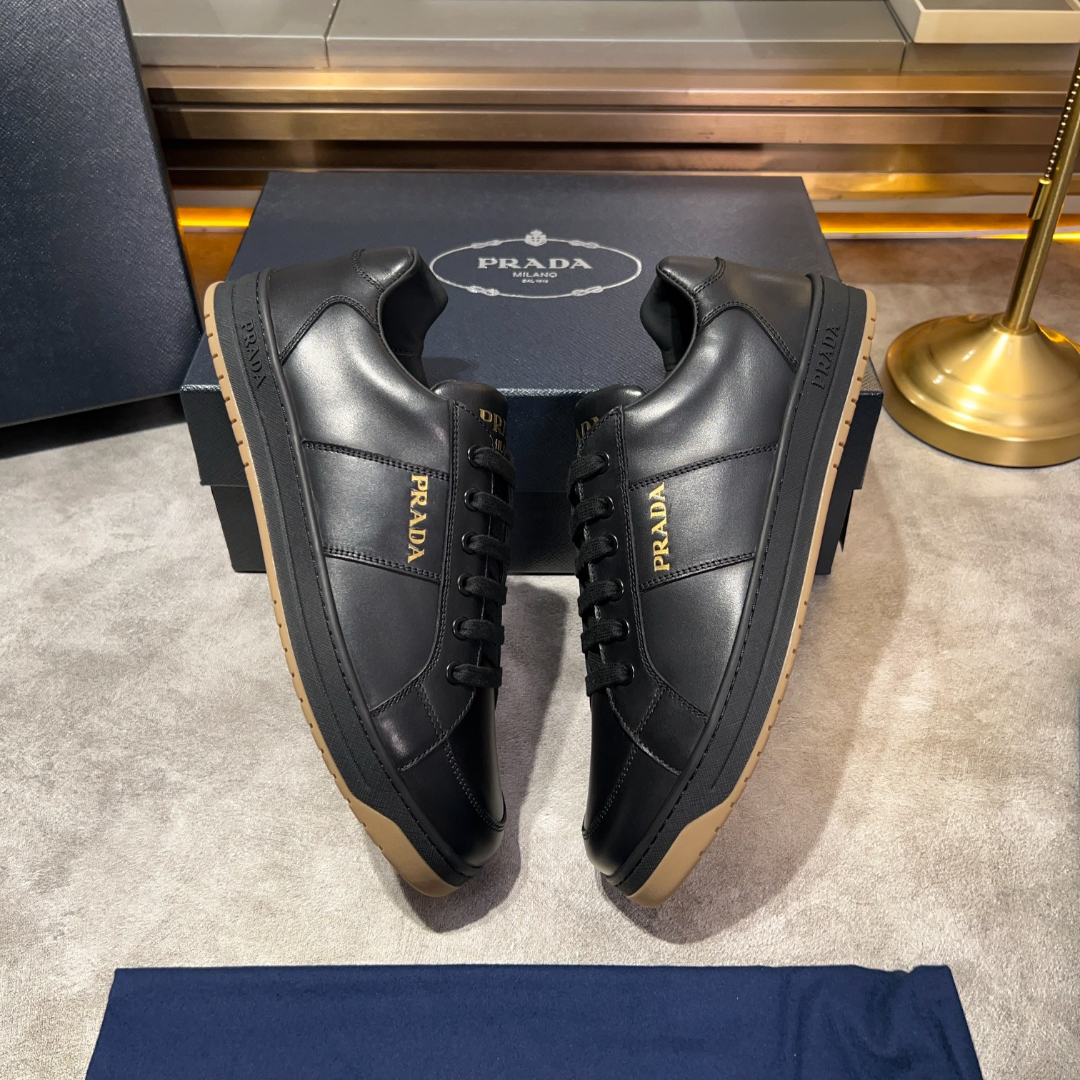 Prada Black Lace-Up Sneakers