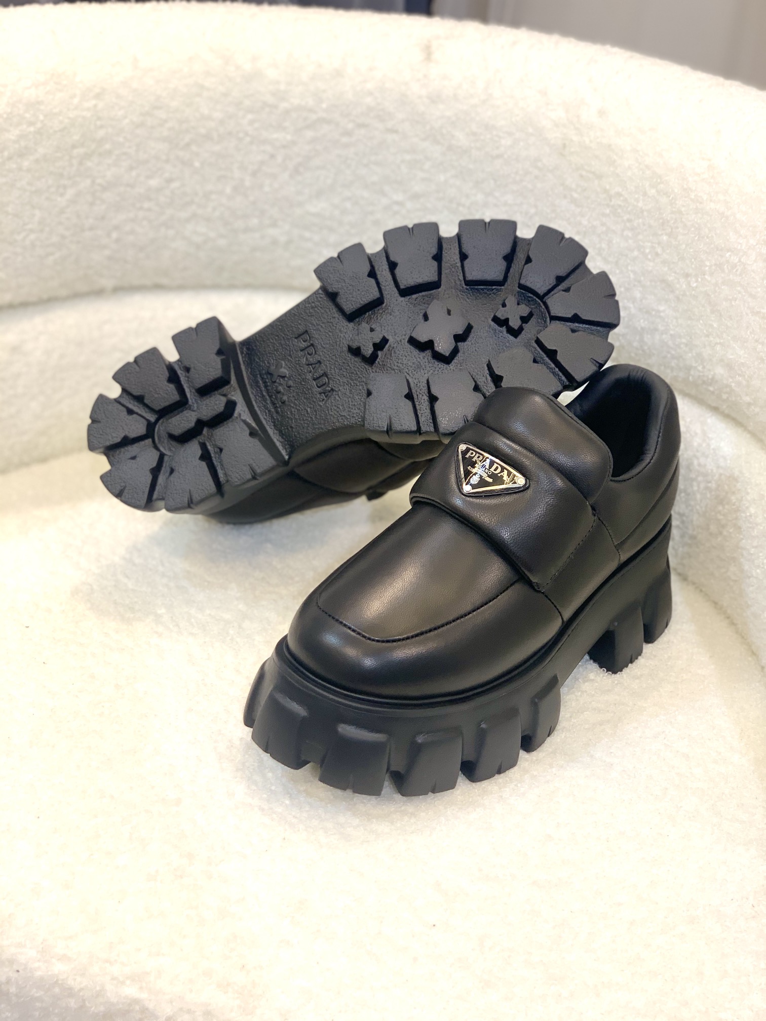 Prada Thick-Soled Square-Toe Shoes