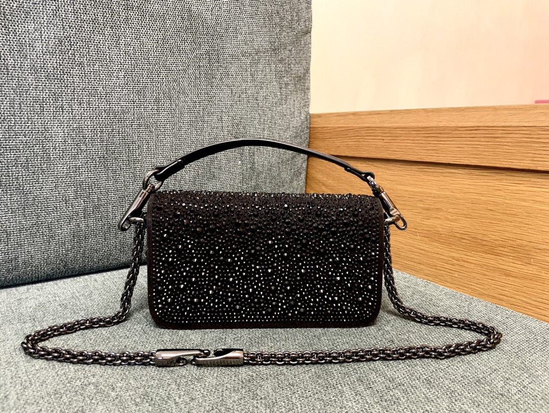 Valentino Calfskin Handbag with Embellished Diamonds