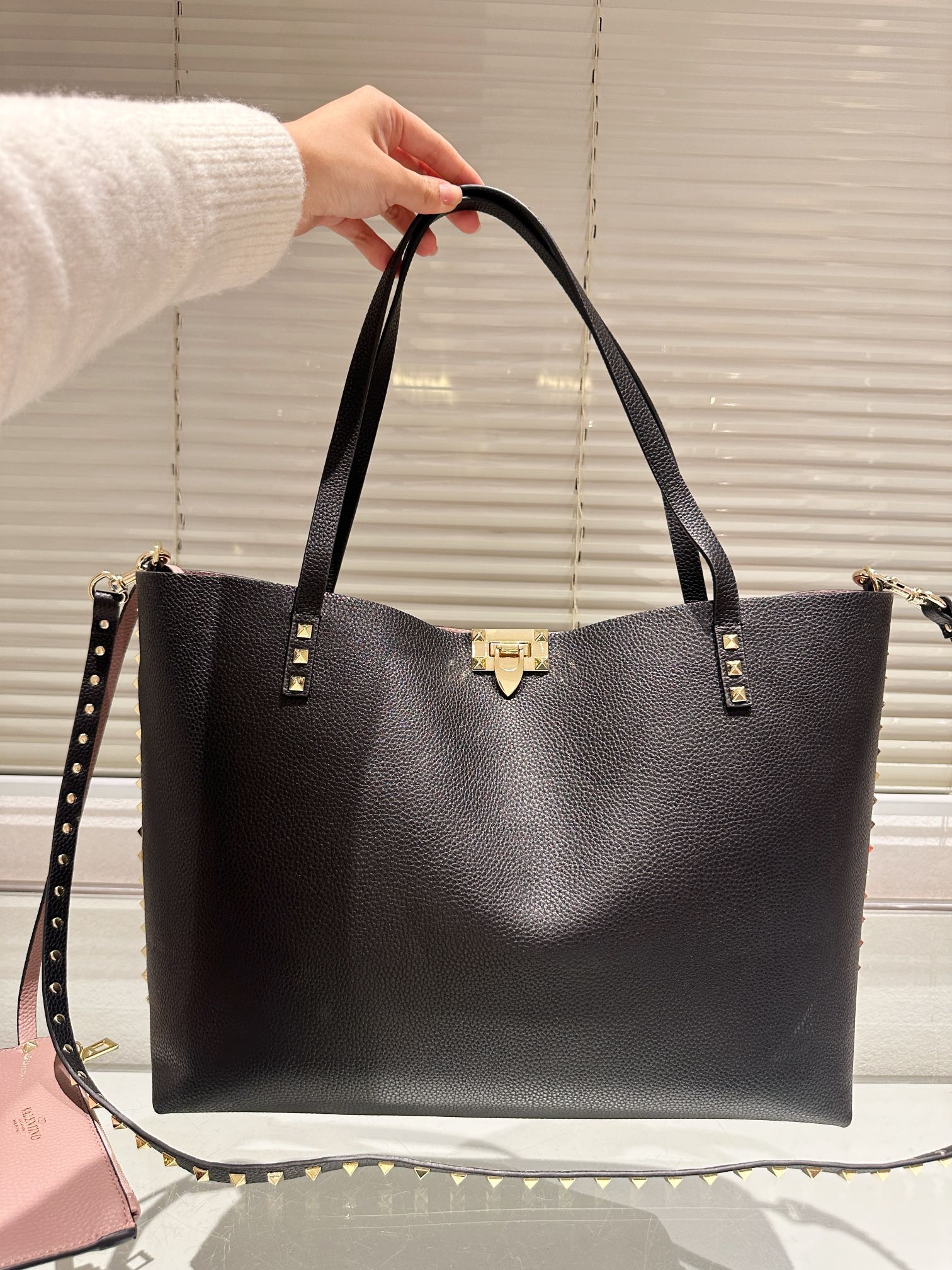Valentino Leather Large Tote Bag