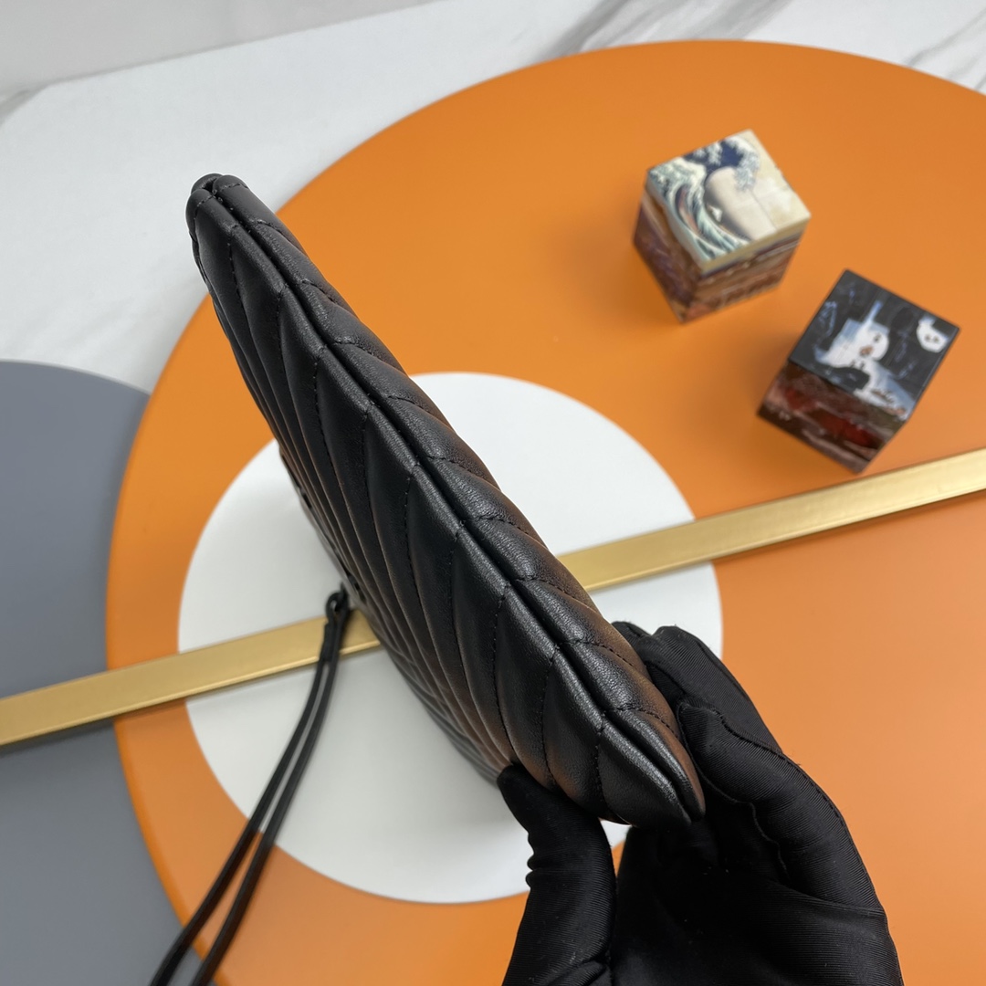 SAINT LAURENT Clutch Bag in Black Twill Leather by Black Logo