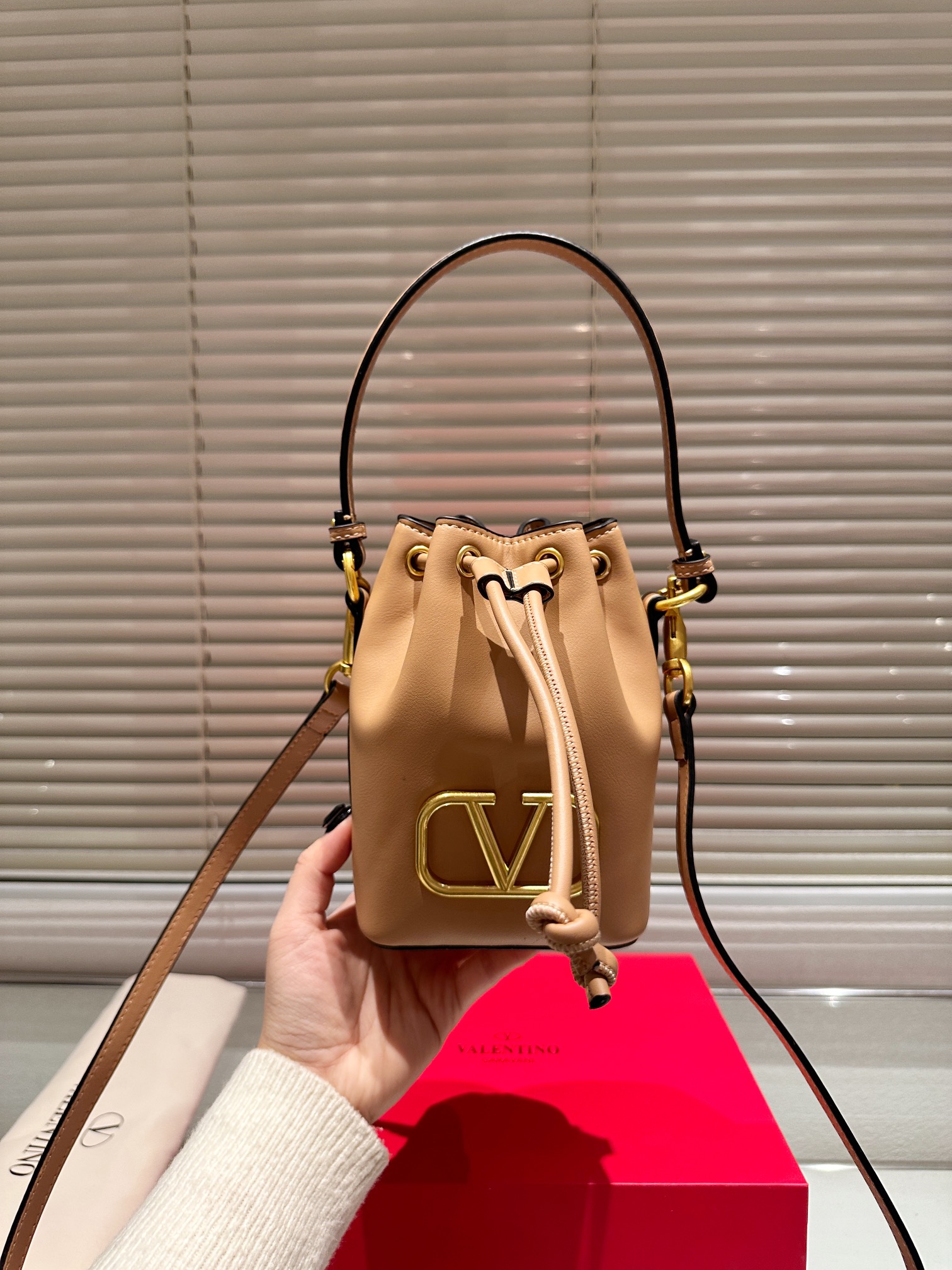 Valentino Black Tie Bucket Bag from Runway