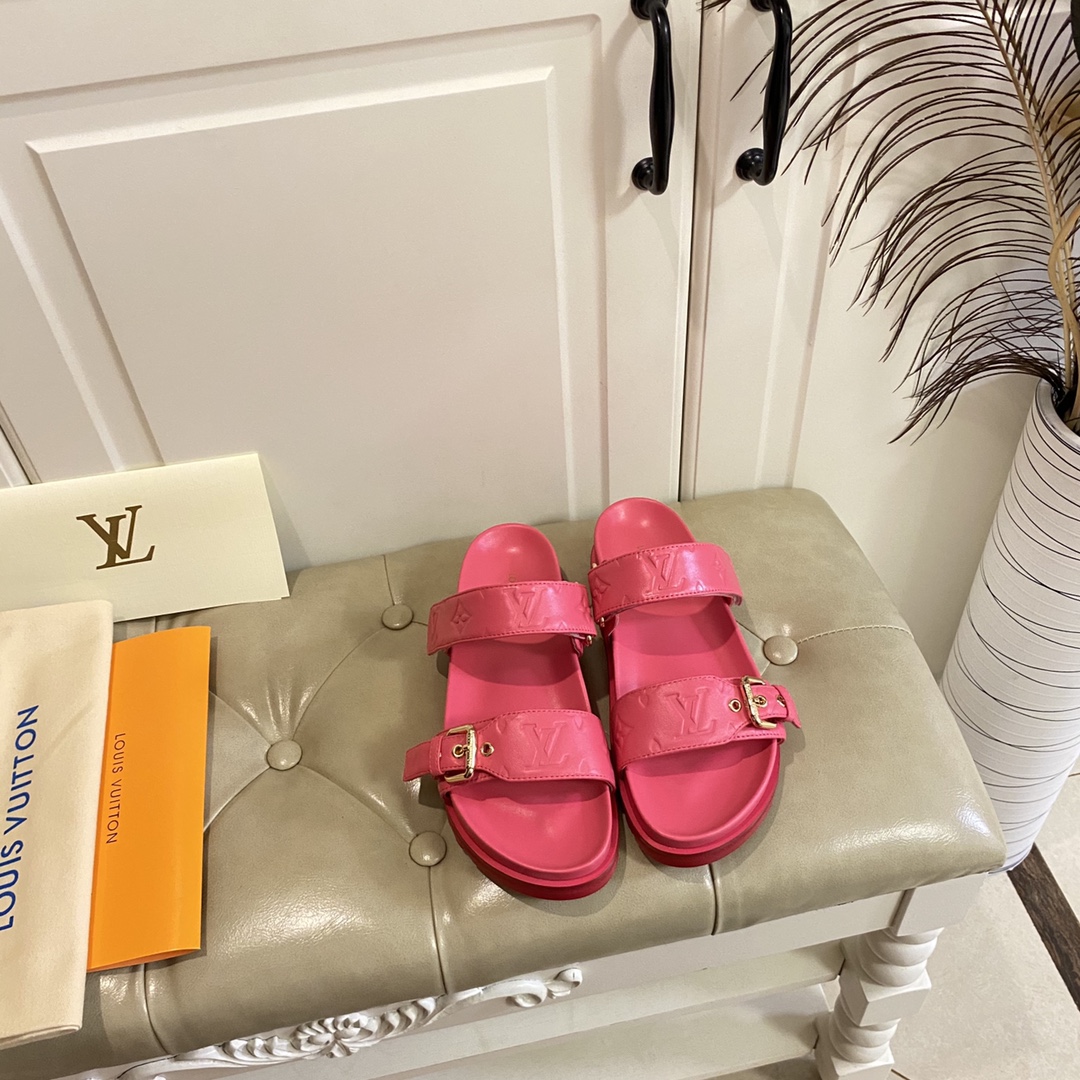 LV Fashionable Classic Versatile Leather Slippers