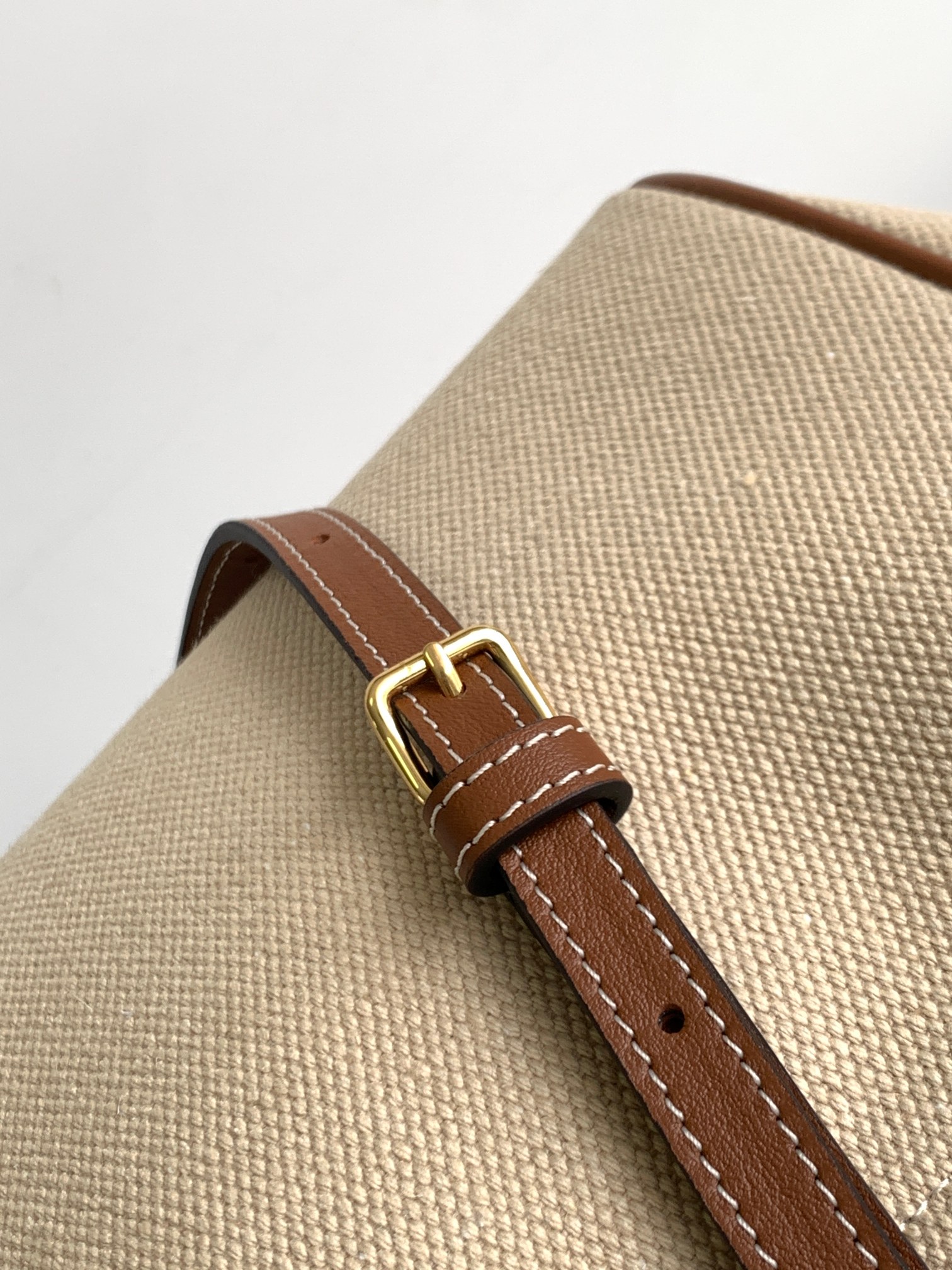 Celine Fabric-Lined Cow Leather Tote Bag