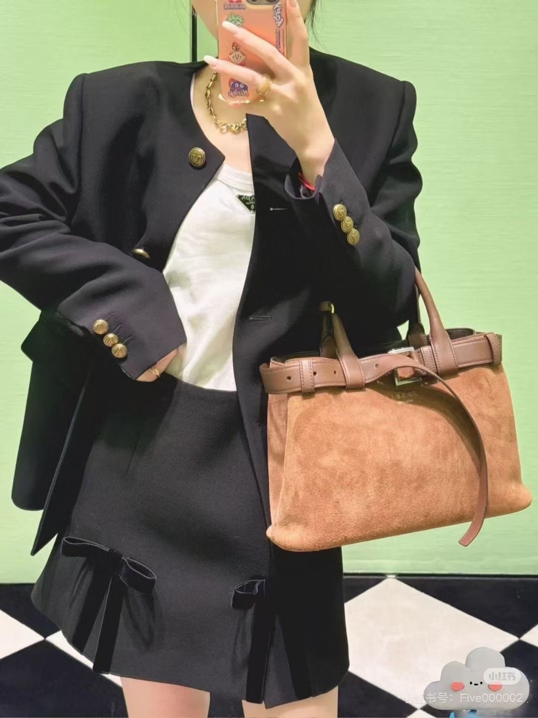 Prada DoubleBag Medium Suede Handbag