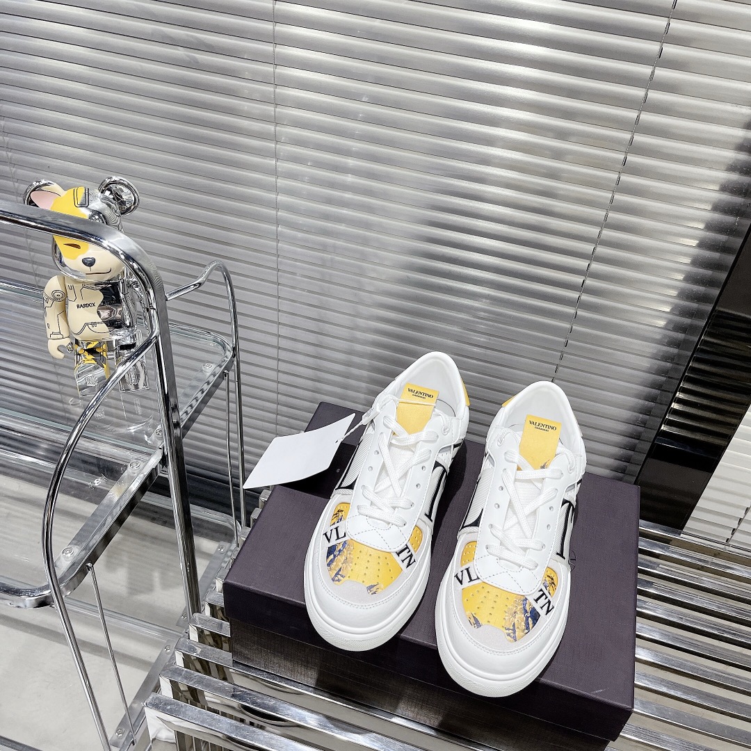 Valentino Women's Embroidered Calfskin Sneakers with Straps