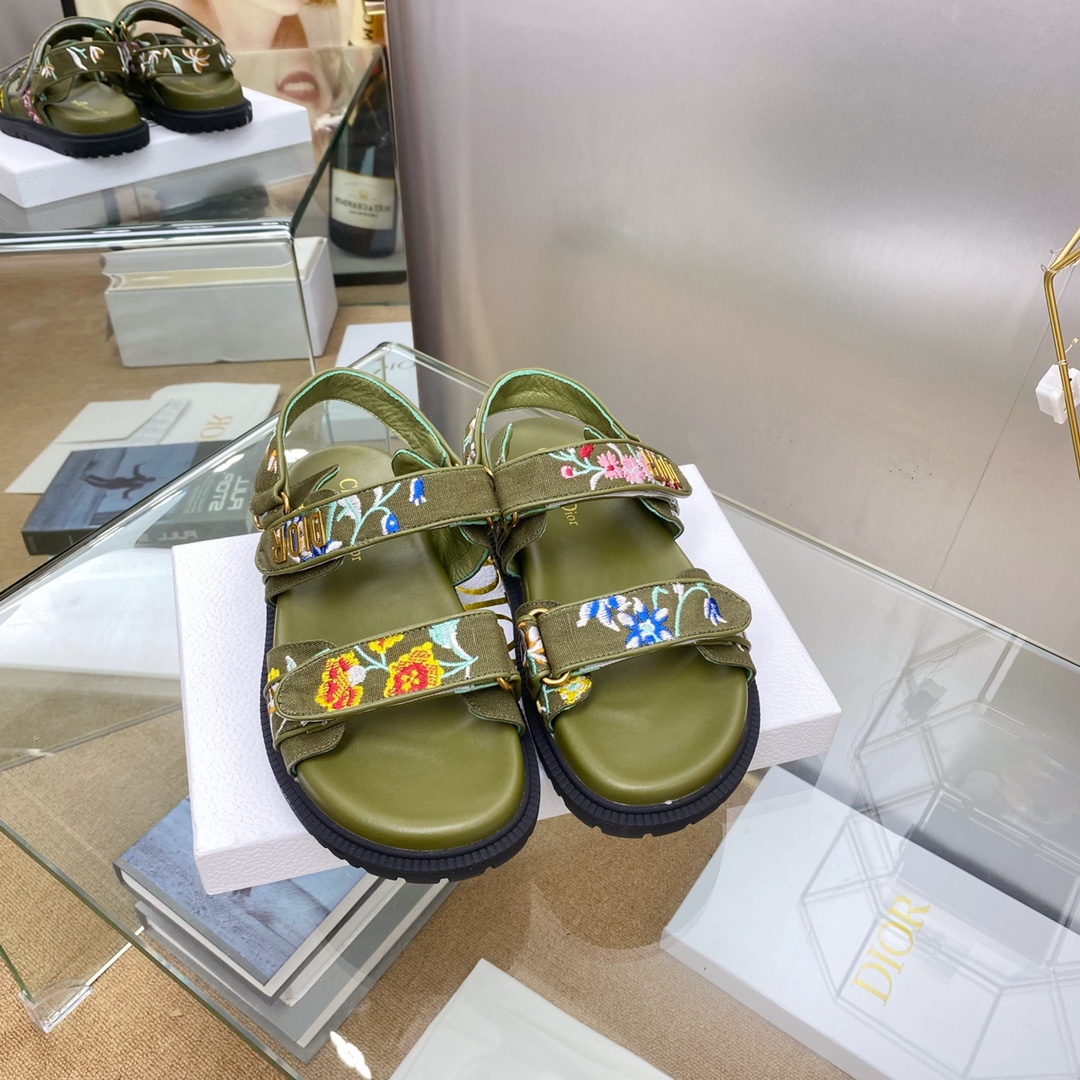 DIOR Embroidered Floral Print Sandals