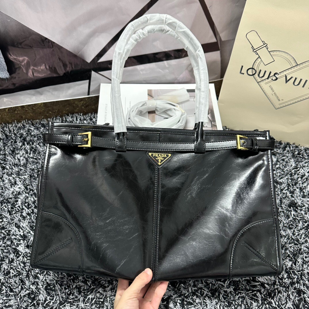 Prada Large Waxed Leather Bag
