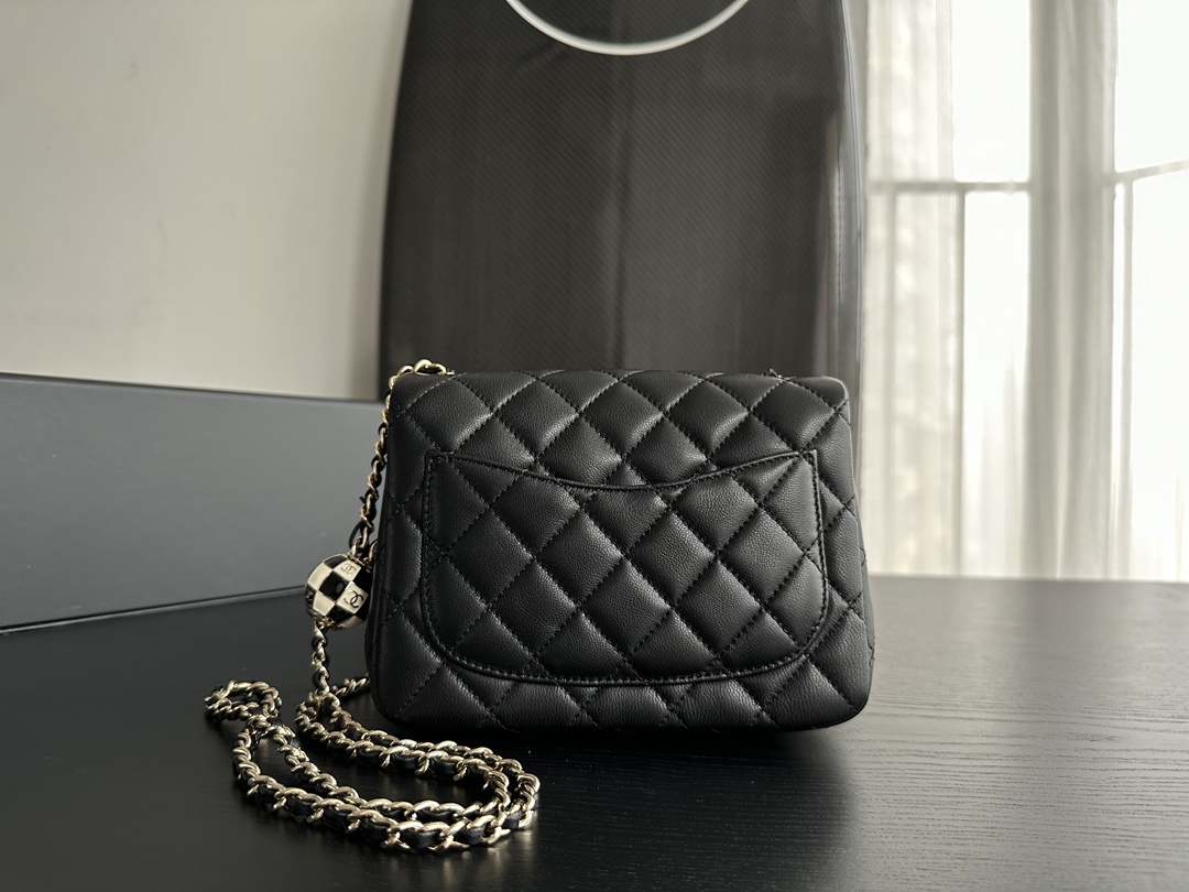 Chanel Black Calfskin Chain Bag