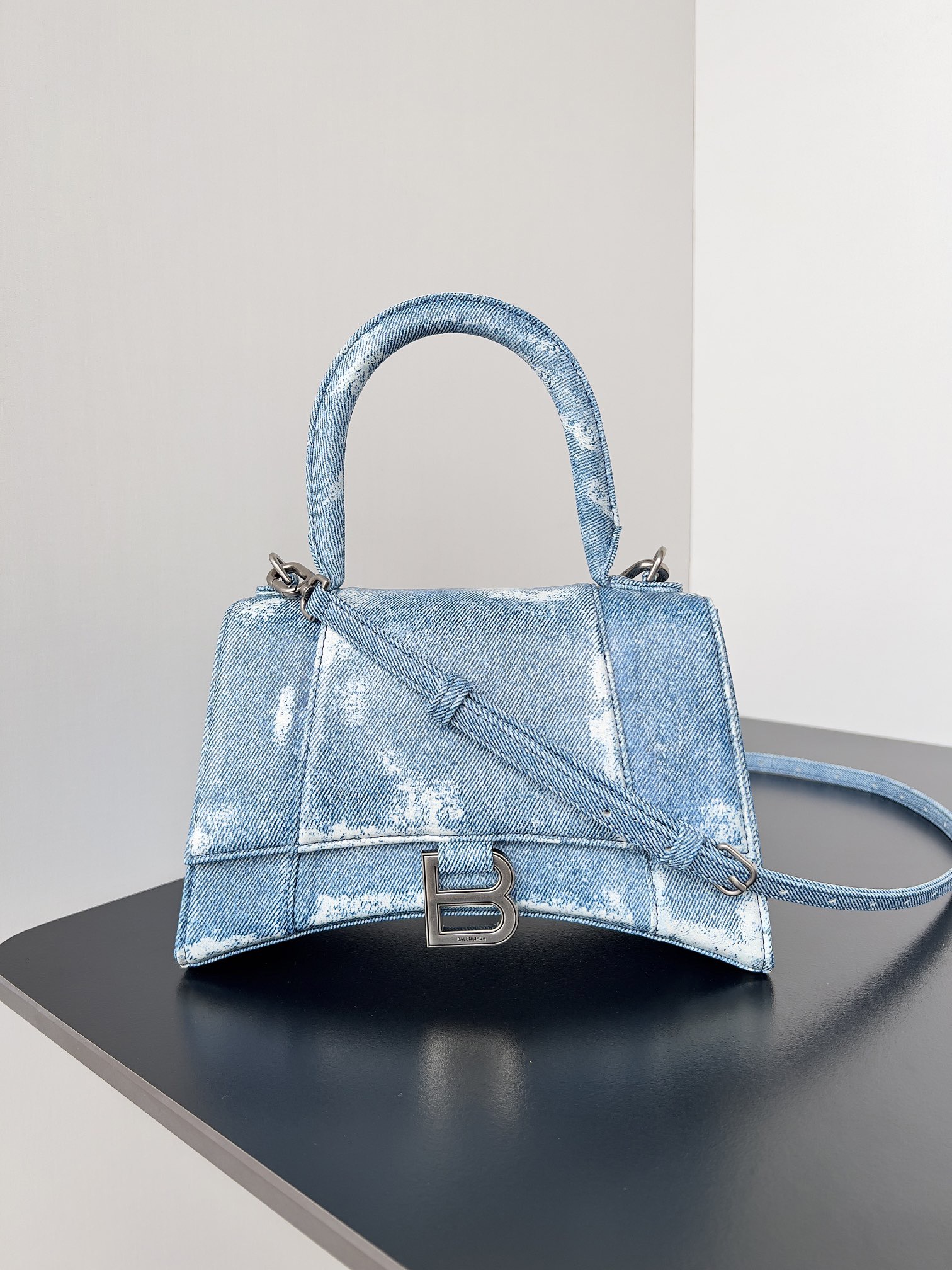 Balenciaga Glossy Crocodile-Embossed Leather Handbag