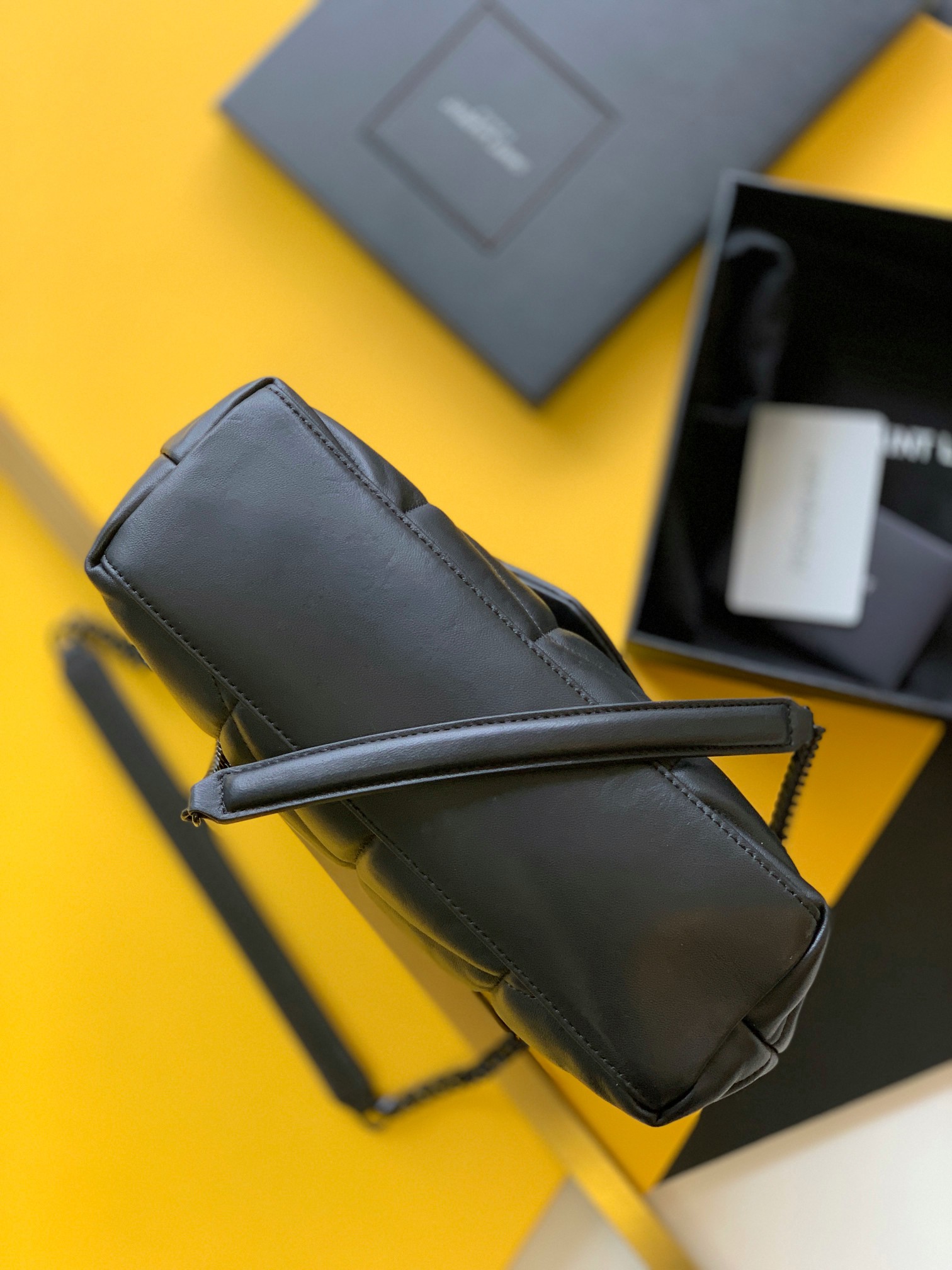 Saint Laurent Checkerboard Pattern Crossbody/Shoulder Chain Bag in Black