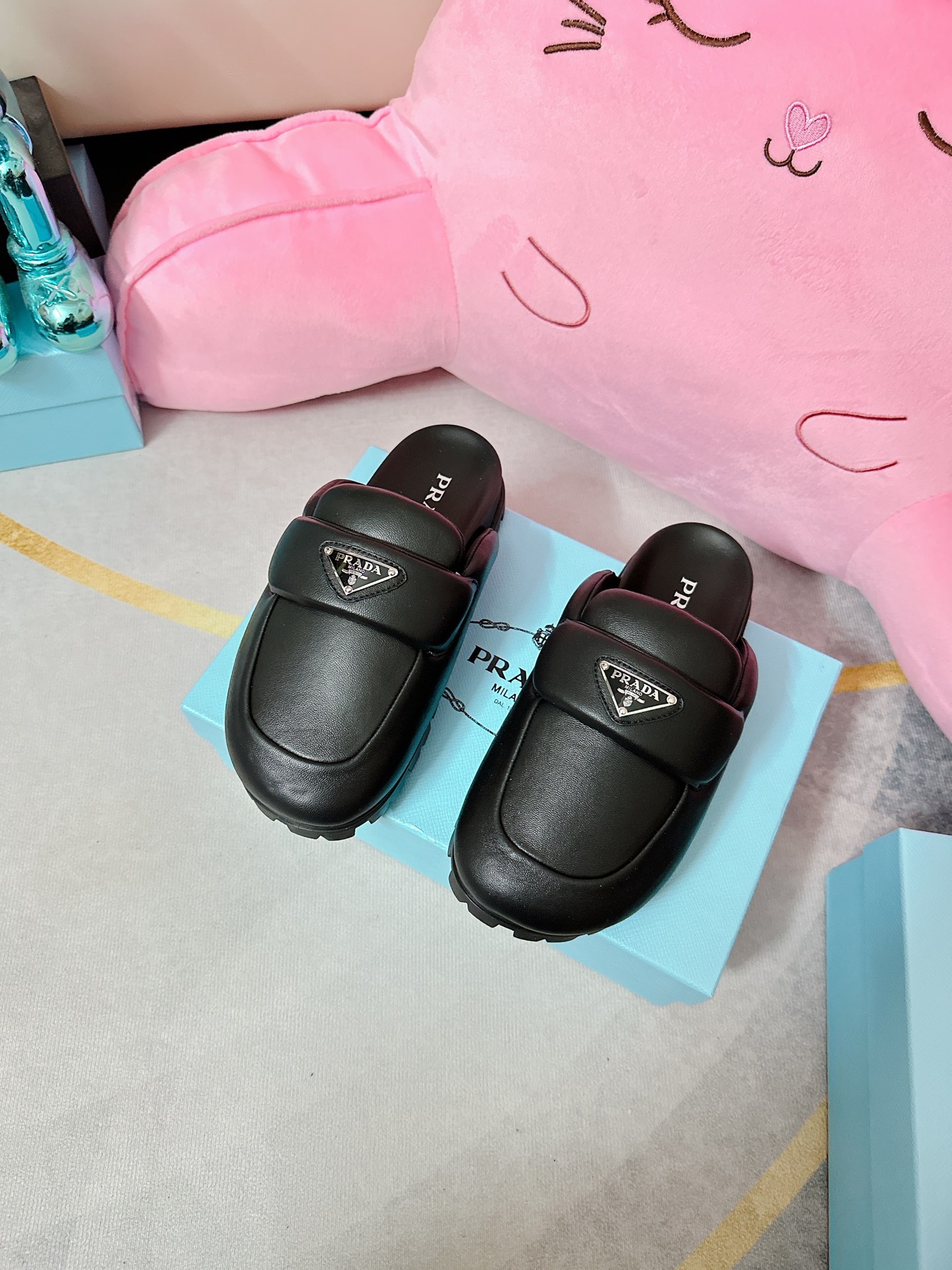 Prada Supple Sheepskin Mule Slides