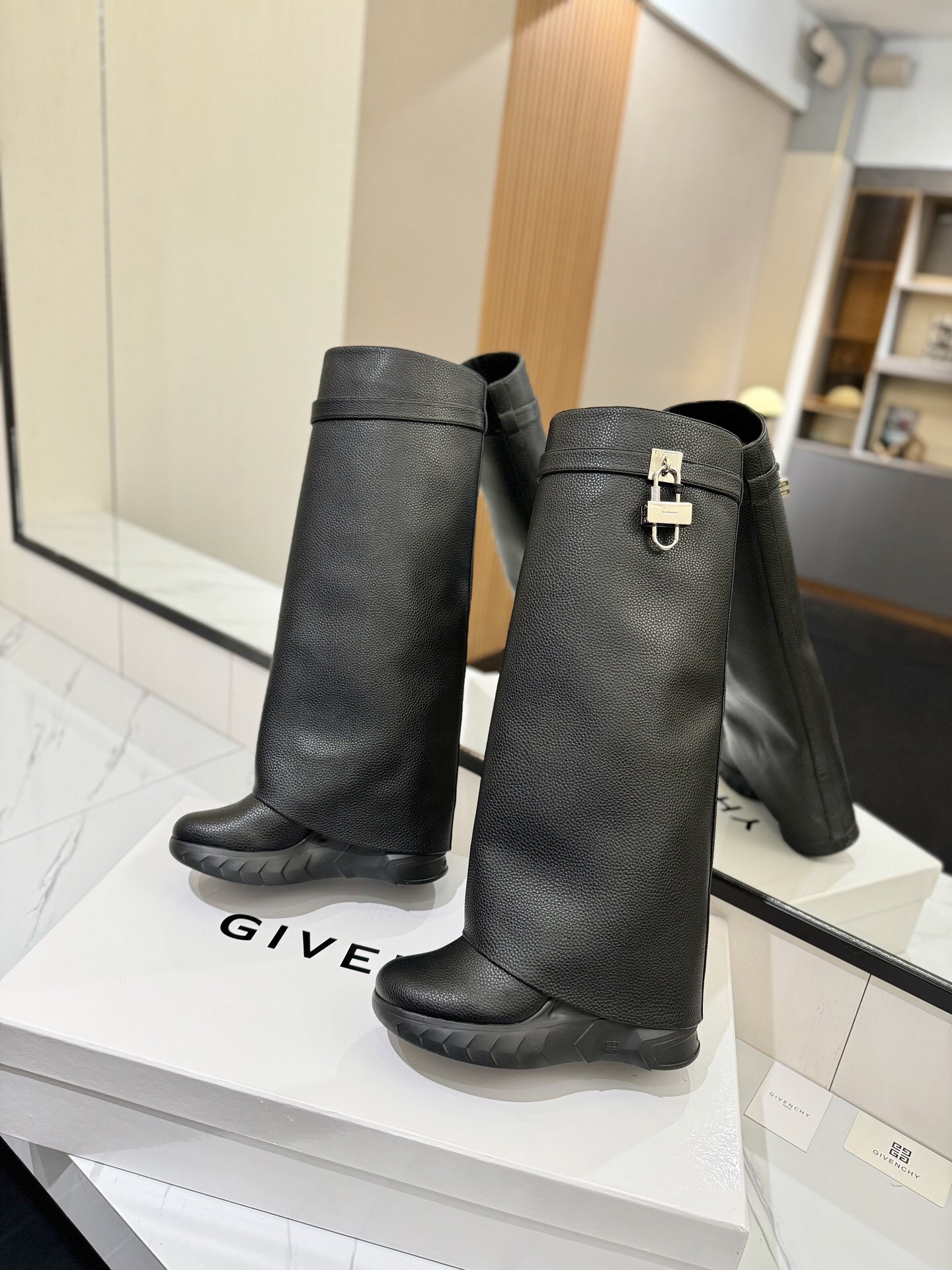 Givenchy Slope Heel Elevated Shark Long Boot