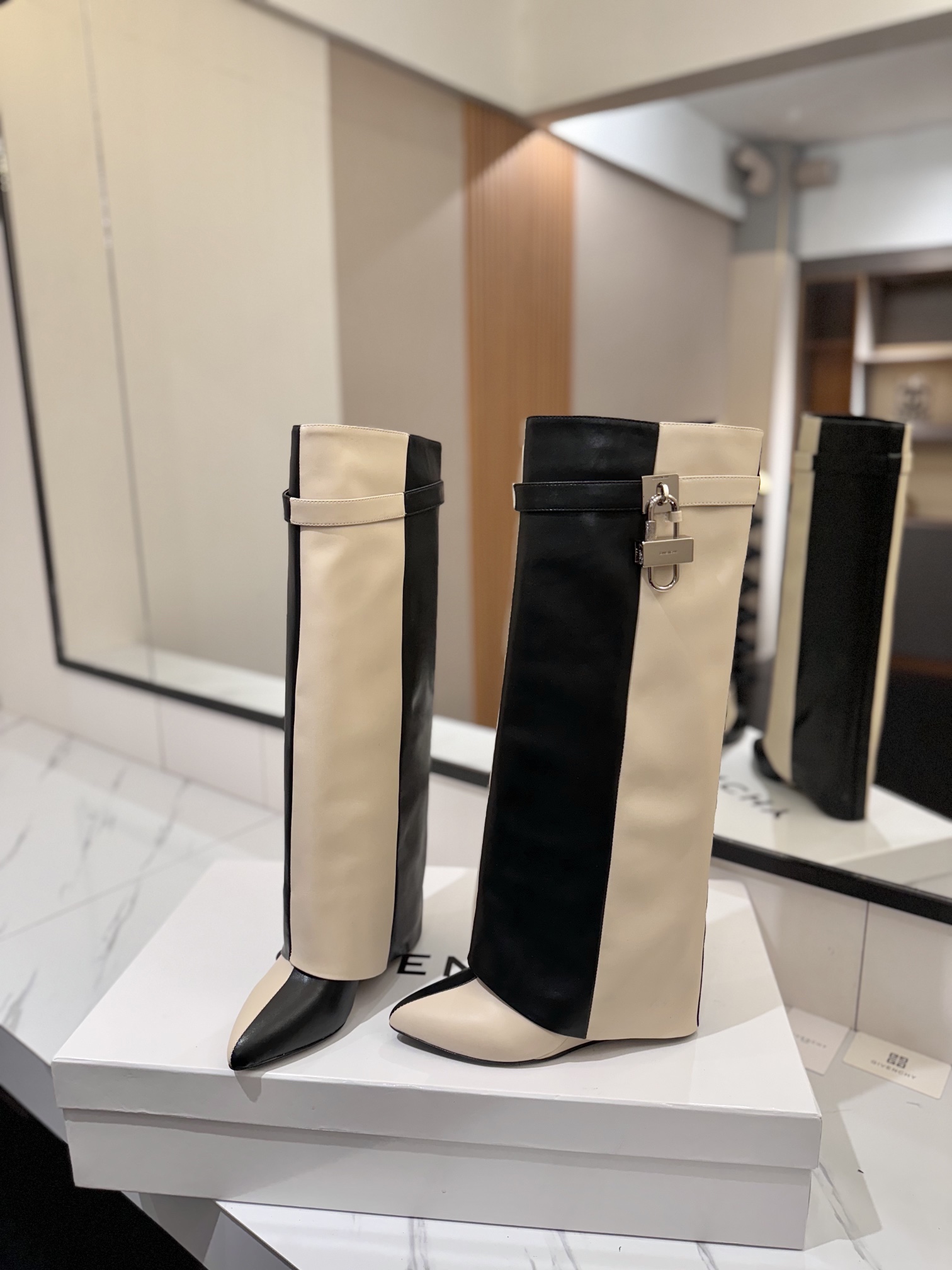 Givenchy Leather Pointed-Toe High-Heeled Long Boots