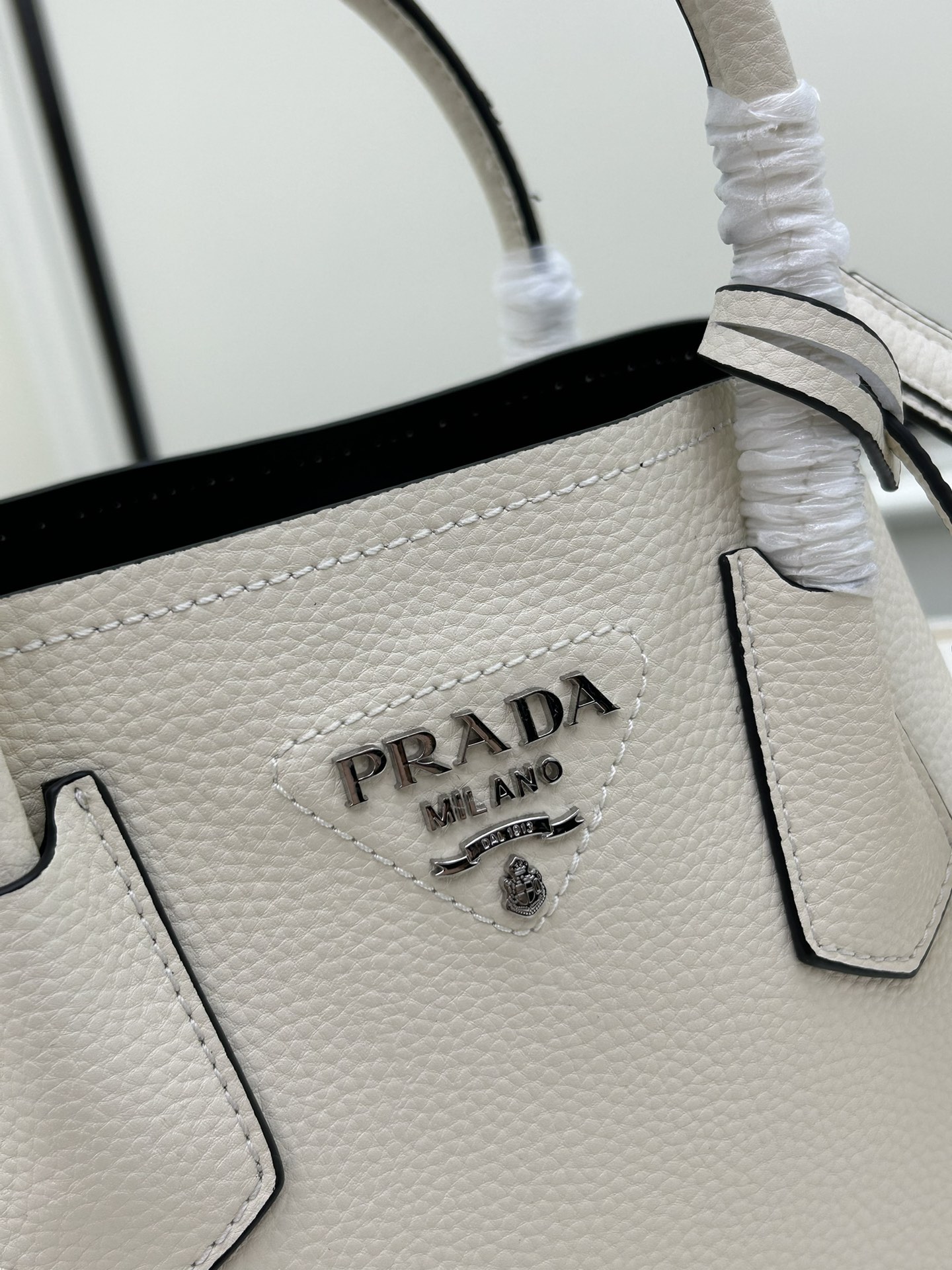 Prada Double Pebbled Leather Handbag