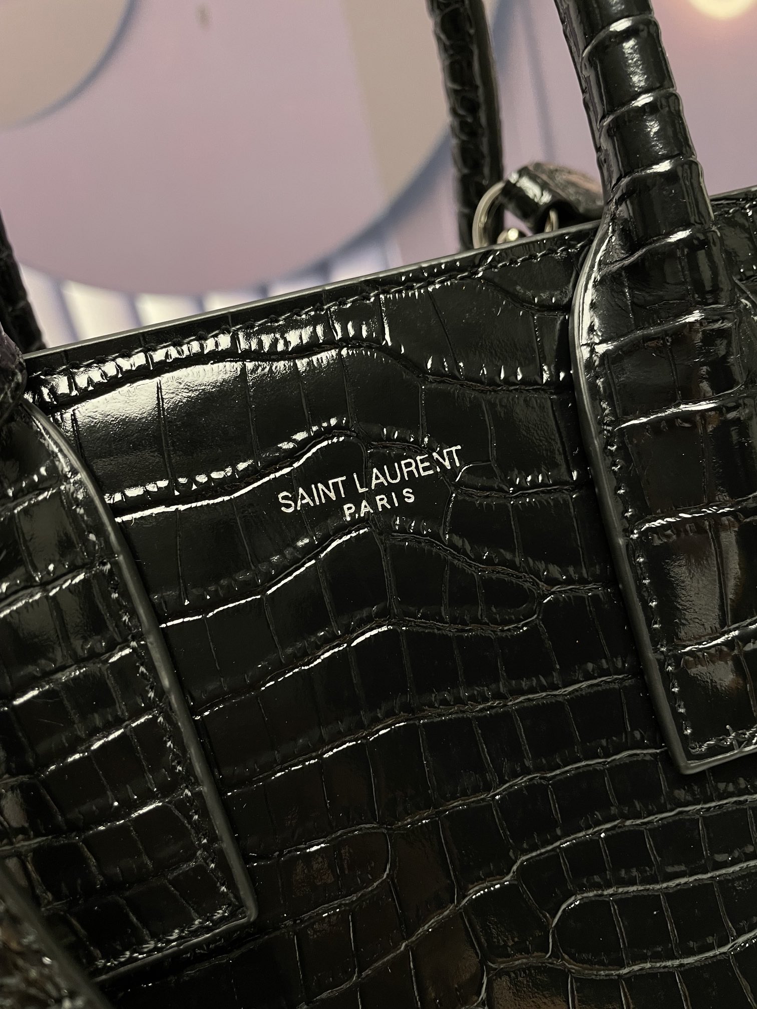 Saint Laurent Sac de Jour Crocodile-Embossed Handbag