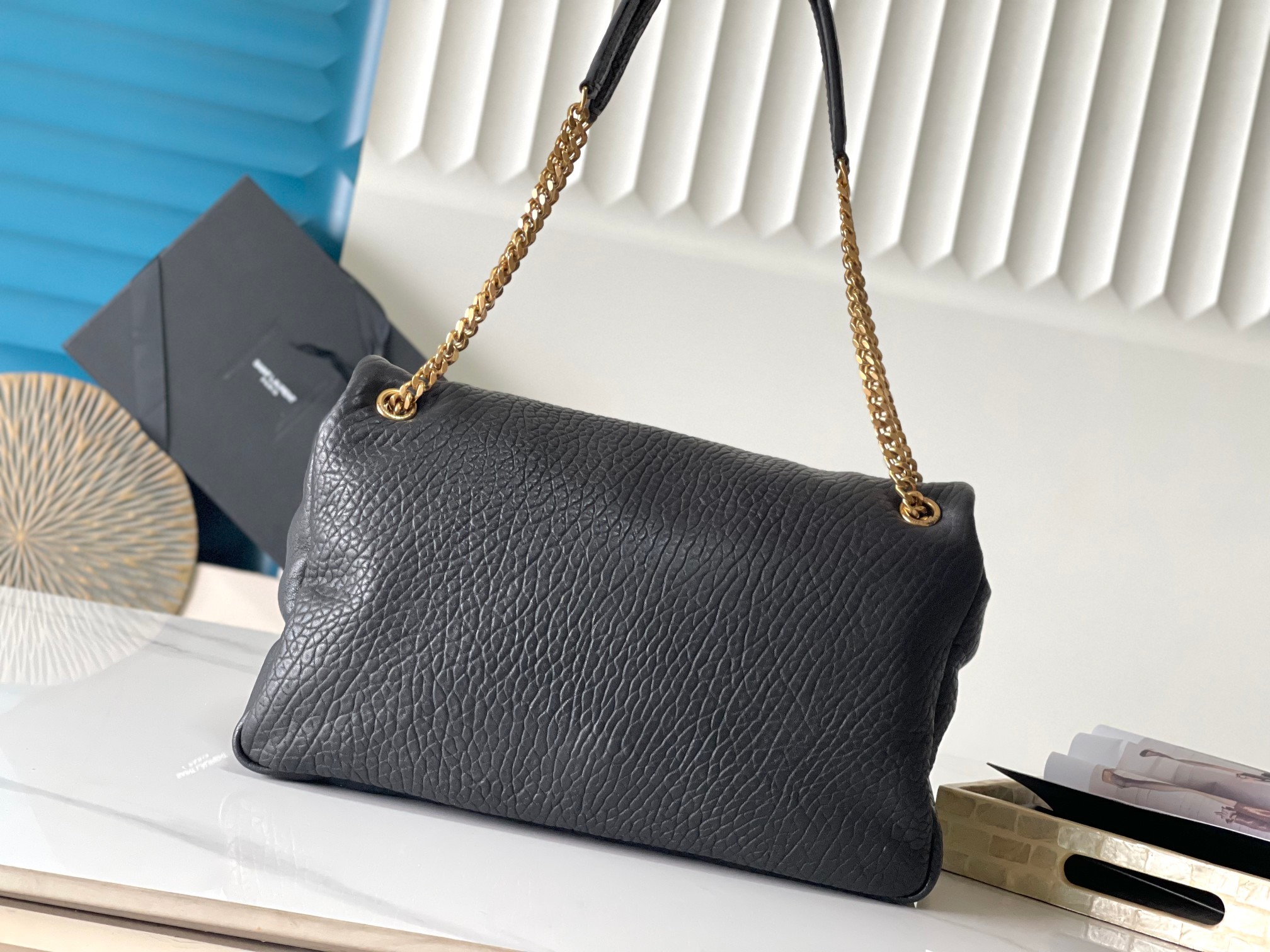 Saint Laurent CALYPSO Elephant-Grain Lambskin Chain Bag