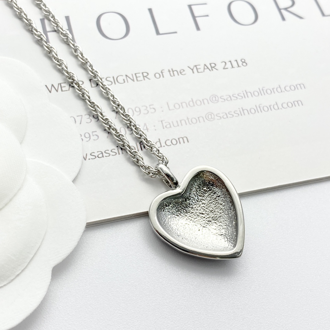 Chanel Black Gold & Black Silver Lace Heart Necklace
