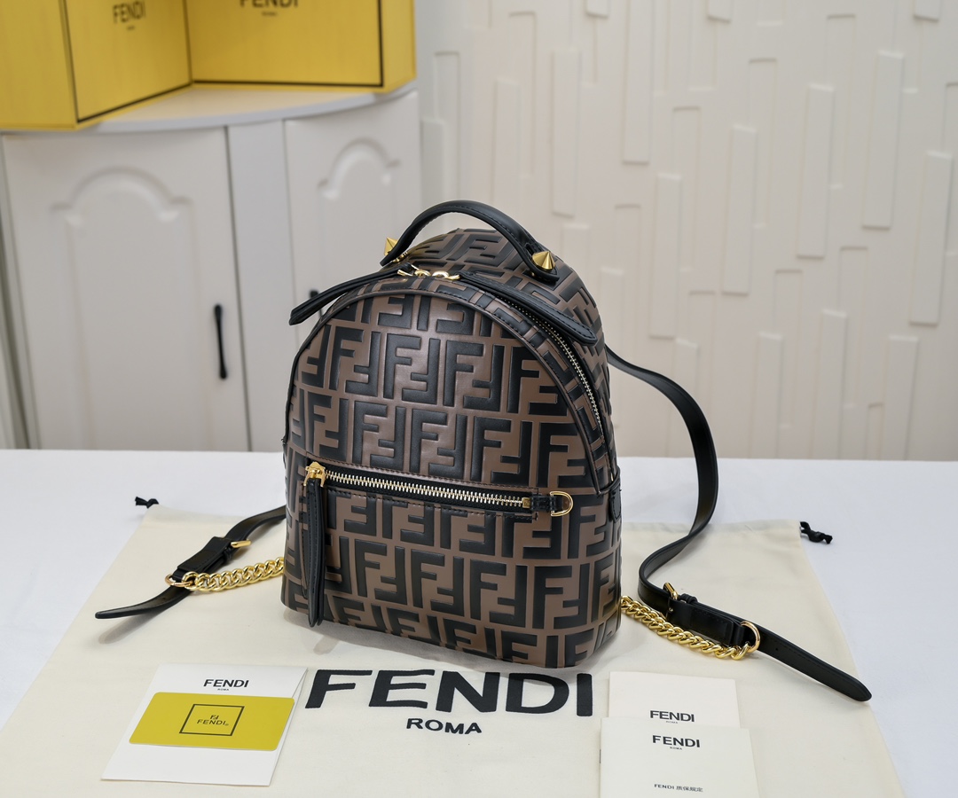 Fendi Leather Chain Backpack