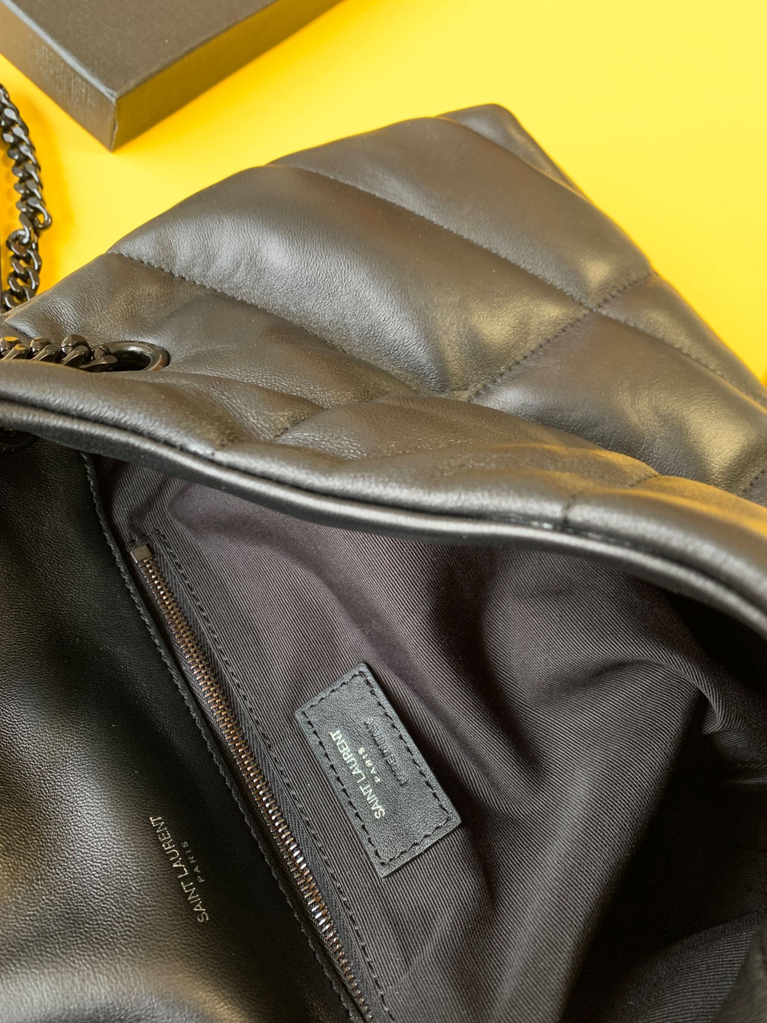 Saint Laurent Checkerboard Pattern Crossbody/Shoulder Chain Bag in Black