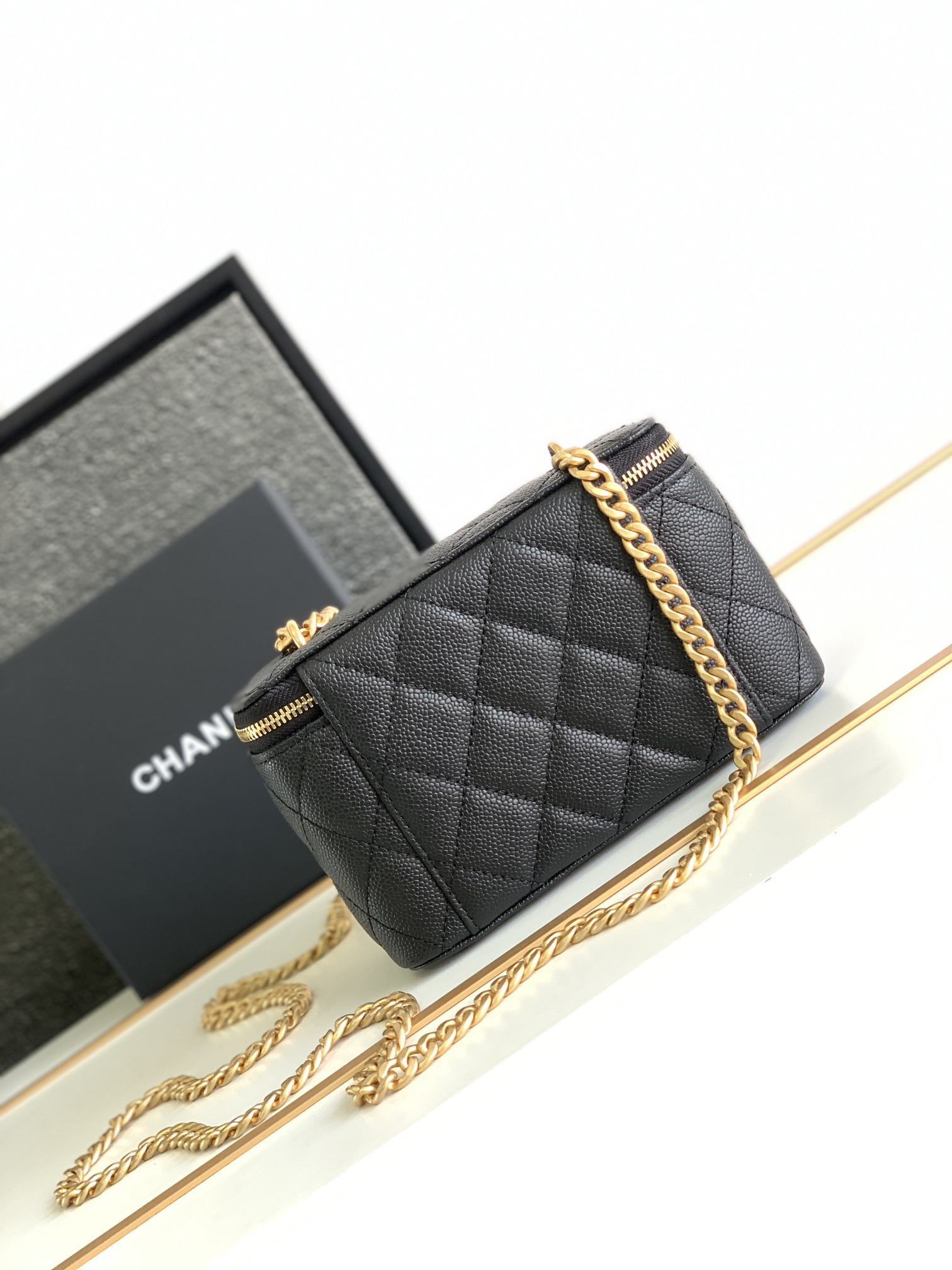 Chanel Black Lambskin Chain Bag