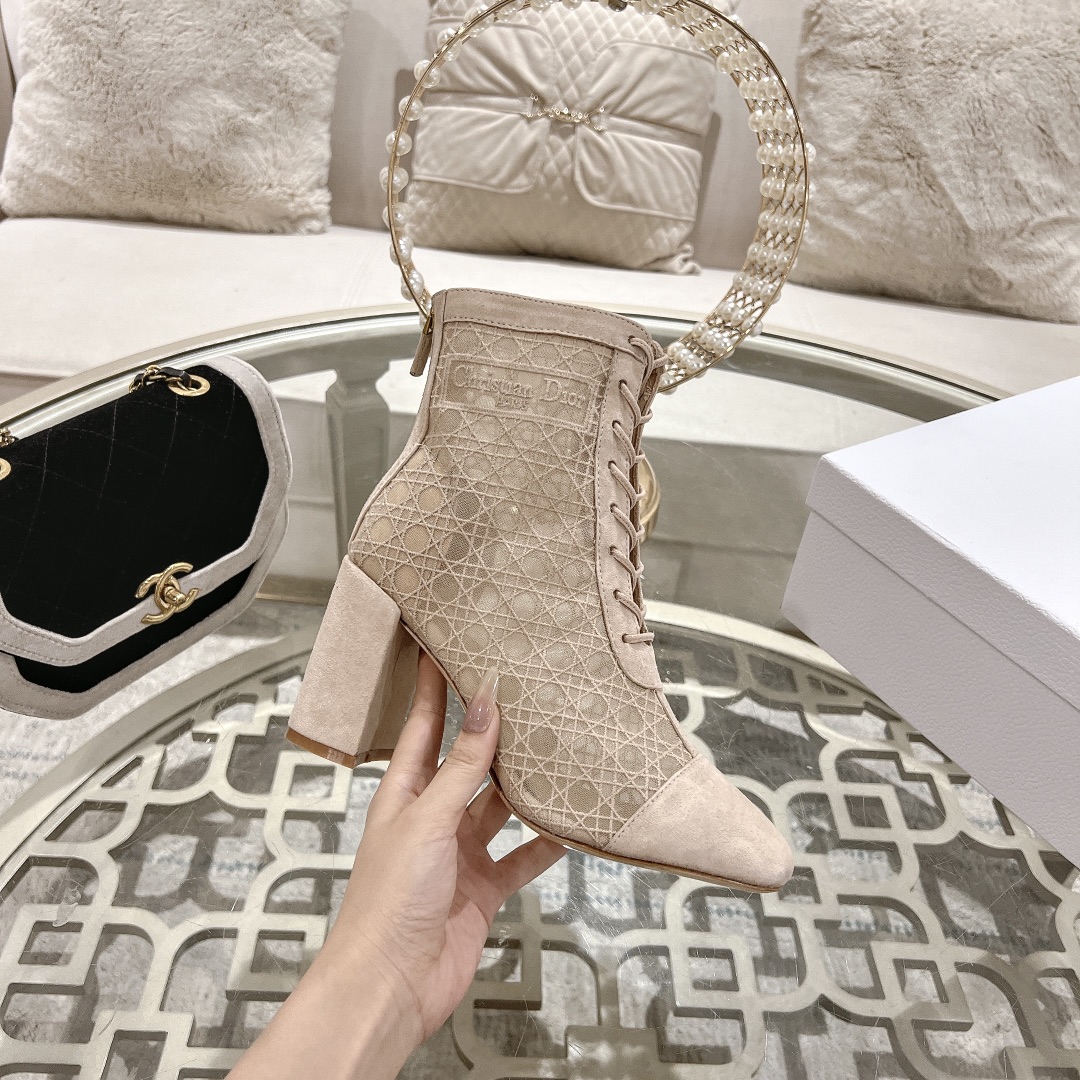 DIOR Spring-Summer Jardin d'Hiver Embroidered Jacquard Mesh Boots